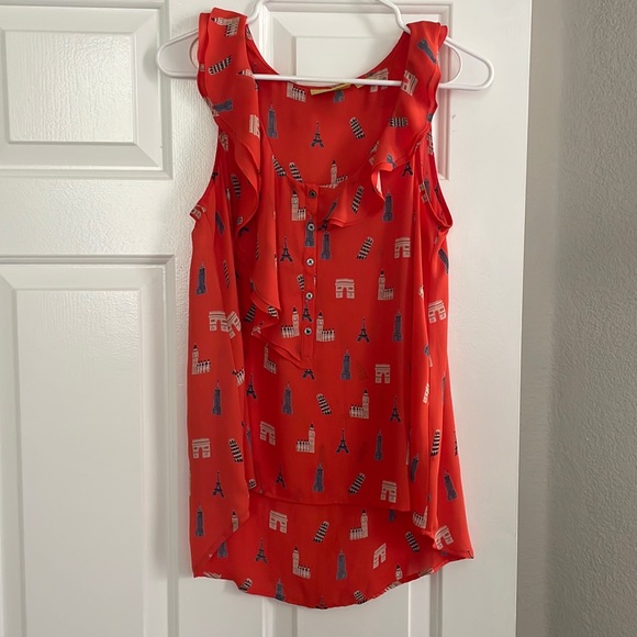 Maeve Anthropologie Aurelie Landmarks sleeveless Blouse - Picture 2 of 6